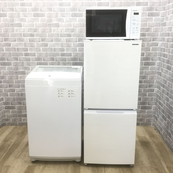 お買い得! 一人暮らし用家電3点セット 【冷蔵庫・少し大きめ洗濯機洗濯機・電子レンジ】
