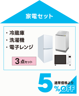 家電3点セット全品5%off